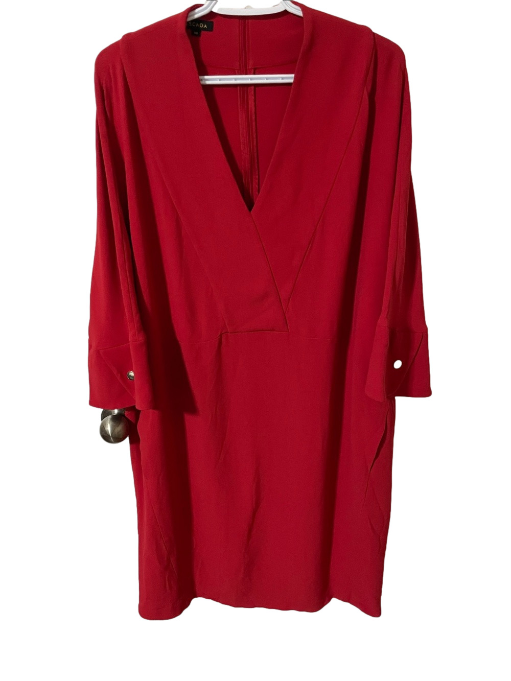 Escada Red V-Neck Dress Size 46